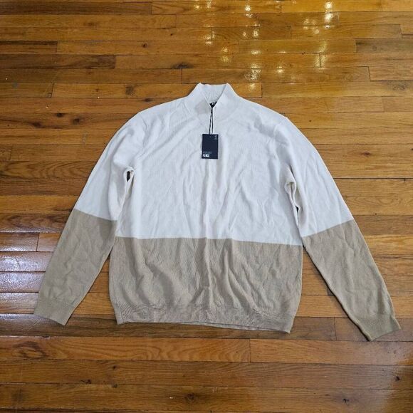 Paige Wayne Colorblock Wool Alpaca Turtleneck Sweater XL - Picture 2 of 8